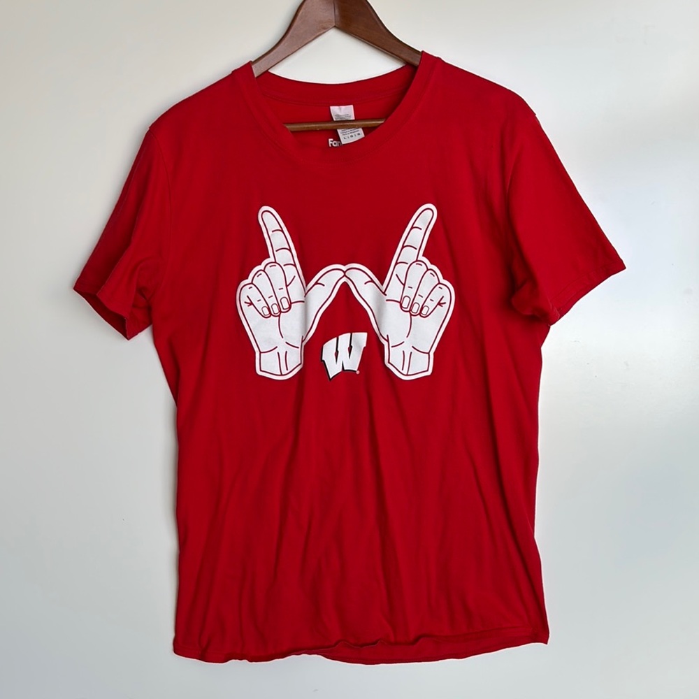 Red Short Sleeve Tee with Victory Graphic
